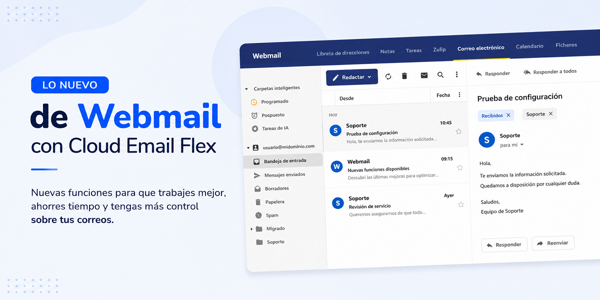 Lo nuevo de Webmail con Cloud Email Flex